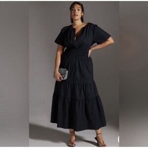 Anthropologie Womens The Somerset Maxi Dress Pullover Black Plus Size 3X